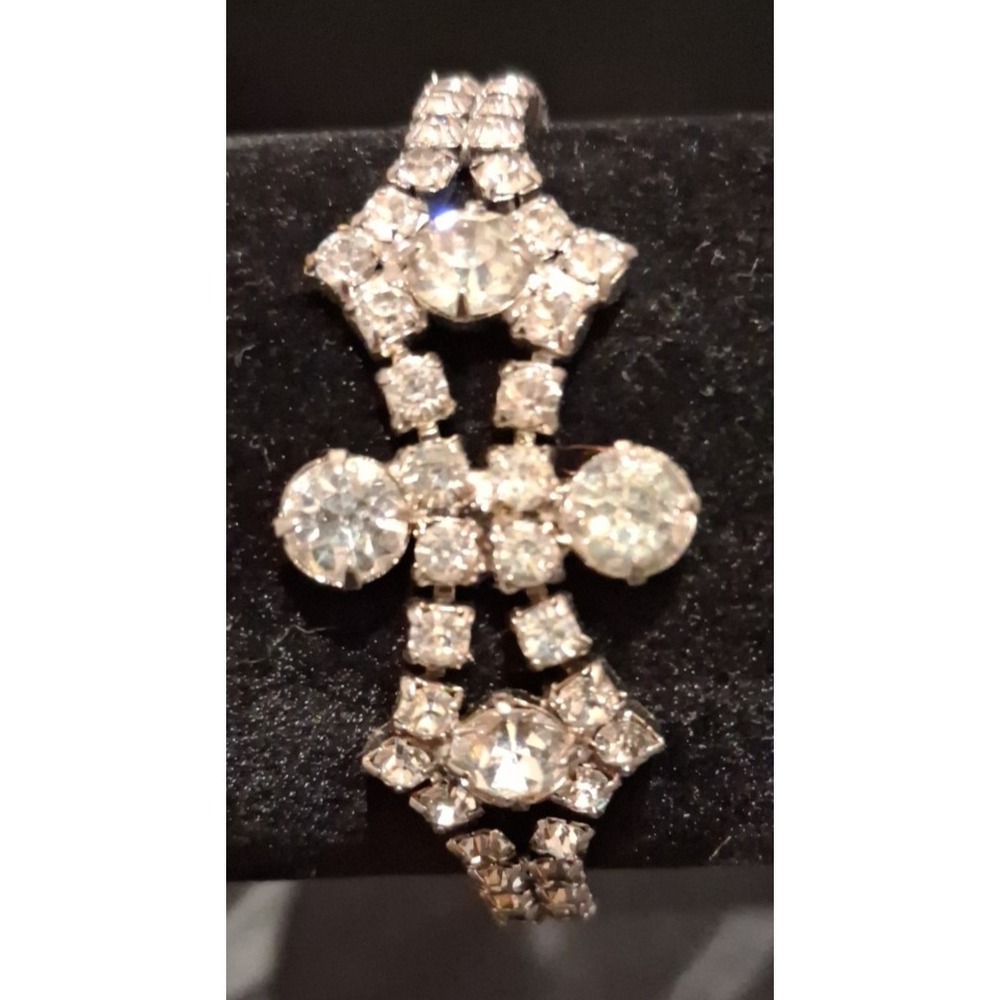 Vintage Art Deco Style Clear Rhinestone Prong Set Bracelet over 70 stones